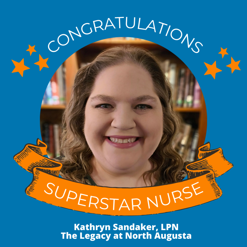 Congratulations graphic for Superstar Nurse Kathryn Sandaker.